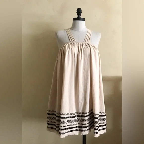 Free People Cotton Top with Black Embroidery - Picture 1 of 8